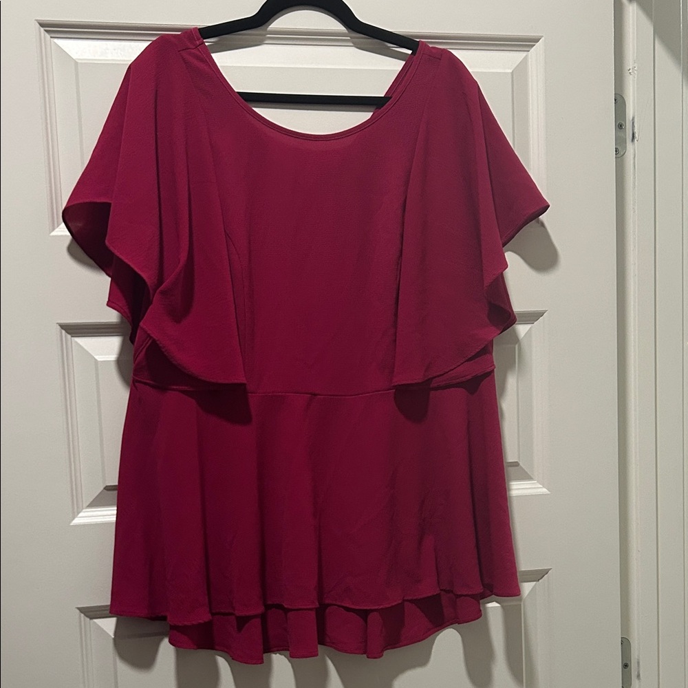 Women’s Flutter Sleeve Pink Blouse